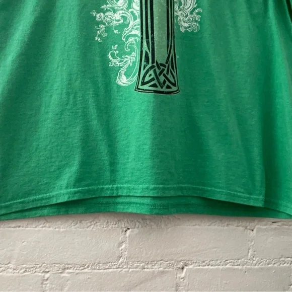 Vintage 90s Tee Green Celtic Cross Graphic T-Shirt St. Patrick’s Day Retro XL - Picture 8 of 14